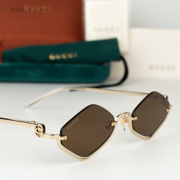 Gucci Women Sunglasses Gold Brown Geometric GG1604S 002 BRAND NEW main image 7
